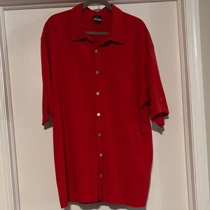 Nike Golf Bold Red Casual Button-Down Shirt